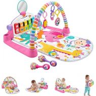 Fisher-Price Baby Gift Set Deluxe Kick & Play Piano Gym & Maracas, Playmat & Musical Toy with Smart Stages Learning Content plus 2 Rattles