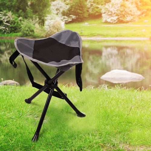  REDCAMP Camping Stool Folding 225lb, 17-inch Tall Lightweight Portable Tripod Camp Stools for Backpacking Hiking Hunting Fishing, Black and Grey