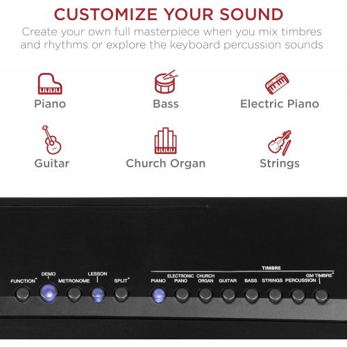  [아마존베스트]Best Choice Products 88-Key Full Size Digital Piano Electronic Keyboard Set for All Experience Levels w/Semi-Weighted Keys, Stand, Sustain Pedal, Built-In Speakers, Power Supply, 6