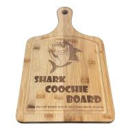 Bamboo Long Handle Charcuterie Board With Laser Engrave Shark Coochie Board