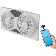 Living Comfort Smart Wi-Fi Reversible Twin Window Fan with Removable Cover and Bug Screen, 9 inch, 3-Speed, Expandable, Timer, Compatible with iOS/Android/Alexa/Google Assistant, LC310SWT