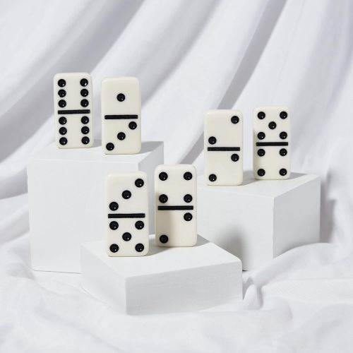  [아마존베스트]CHH Black/Cream Color Double 6 Jumbo Size Domino Tiles in Snap Vinyl Case