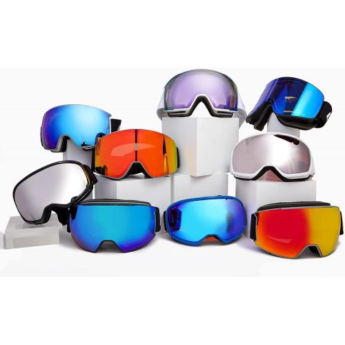  Optic Nerve Snoasis Magnetic Goggles for Snowboarding, Skiing, Snowmobiling, Snow Sports, White Frame with High Contrast Rose and Silver Mirror Lens