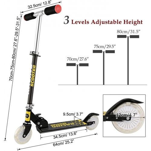  WeSkate Scooter for Kids with LED Light Up Wheels, Adjustable Height Kick Scooters for Boys and Girls Ages 3-12, Rear Fender Break, Folding Kids Scooter, 110lb Weight Capacity