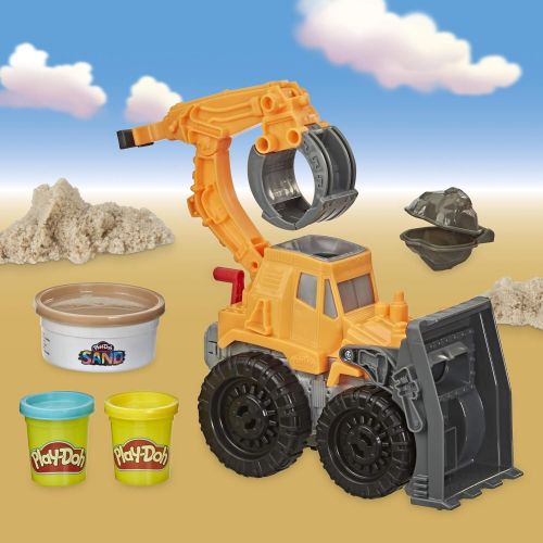  [아마존베스트]Play-Doh Wheels Front Loader Toy Truck for Kids Ages 3 and Up with Non-Toxic Sand Compound and Classic Compound in 2 Colors