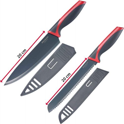  [아마존베스트]Westmark 145222E6 Cutting / Knife Set 5-Piece 1 Chopping Board 37 x 25.5 cm and 4 Knives, Chefs Knife Blade 20 cm, Bread Knife Blade 20 cm, Utility Knife Blade 12 cm, Paring Knife