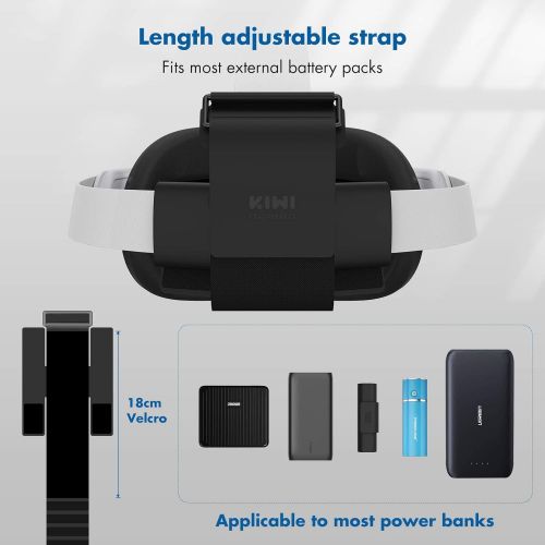  [아마존베스트]KIWI design VR Power Bank Fixing Strap for Oculus Quest/Quest 2 / HTC Vive Deluxe Audio Strap Accessories Compatibly Multiple Sizes Mobile Power Fixed on The VR Headset Strap (Not