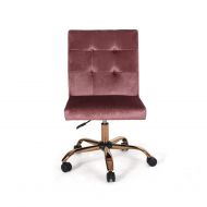 Great Deal Furniture Theodore Glam Tufted Home Office Chair with Swivel Base, Blush and Rose Gold Finish