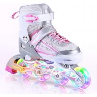 Kuxuan Skates Inline Skates Adjustable for Kids,Girls Skates with All Wheels Light up,Fun Illuminating for Girls and Ladies