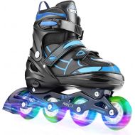 Hikole Inline Skate for Girls Boys Kids and Adult Women Adjustable Blades Roller Skates with Light Up Wheels for Indoor Outdoor Youth in Line Skating ?for Beginners Children Teen
