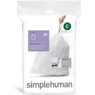 simplehuman Code C Custom Fit Drawstring Trash Bags in Dispenser Packs, 10-12 Liter / 2.6-3.2 Gallon, White ? 20 Liners