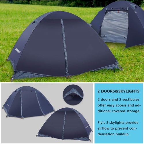 Weanas Professional Backpacking Tent 2 3 4 Person 3 Season Weatherproof Double Layer Large Space Aluminum Rod for Outdoor Family Camping Hunting Hikin