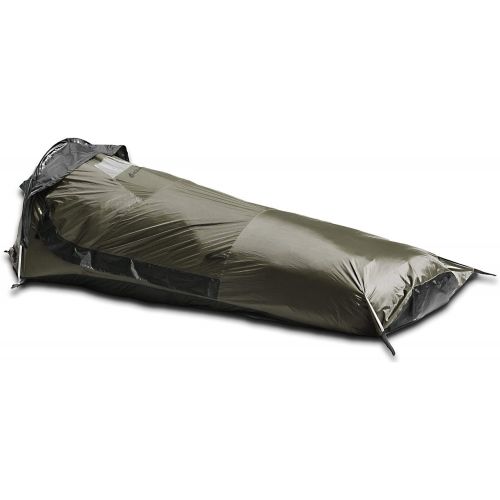  Aqua Quest Hideaway Bivy Stealth Compact Single-Pole Hooped Tent Waterproof Breathable with Mosquito Bug Net Mesh for Hunting, Hiking, Camping - Olive Drab