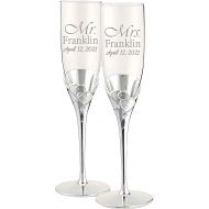 Lenox True Love Personalized Wedding Champagne Flutes, Set of 2 Glasses