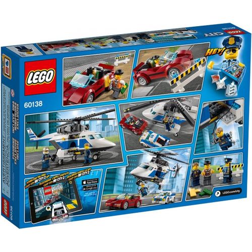  LEGO City Police High-Speed Chase 60138 Building Toy with Cop Car, Police Helicopter, and Getaway Sports Car (294 Pieces)