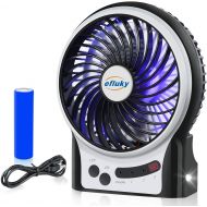 [아마존베스트]efluky 3 Speeds Mini Desk Fan, Rechargeable Battery Operated Fan with LED Light and 2200mAh Battery, Portable USB Fan Quiet for Home, Office, Travel, Camping, Outdoor, Indoor Fan,