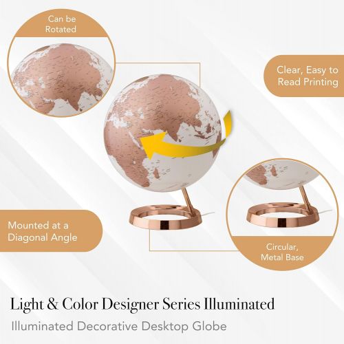  Waypoint Geographic Light & Color Designer Series 12-inch Illuminated Decorative Desktop Globe (Copper)