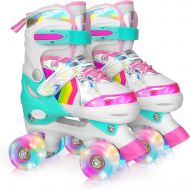 Hawkeye Roller Skates for Girls, 4 Sizes Adjustable Roller Skates for Kids Girls Boys Outdoor Indoor with Light up Wheels