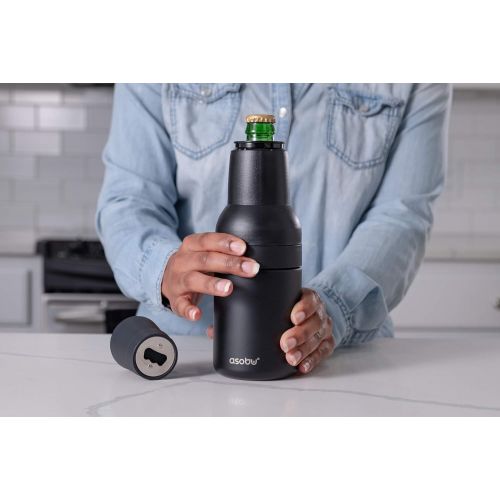  Asobu Frosty Beer 2 Go Vacuum Insulated Double Walled Stainless Steel Beer Can and Bottle Cooler with Beer Opener (black)
