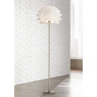Modern Floor Lamp Brushed Steel White Orb Petal Flower Shade Dimmable for Living Room Reading Bedroom Office - Possini Euro Design