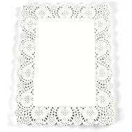 Juvale Paper Doilies  100-Pack Square Lace Placemats for Cakes, Desserts, Baked Treat Display, Ideal for Weddings, Formal Event Decoration, Tableware Decor, White - 15.5 x 11.7 Inches