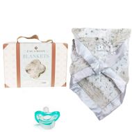 Zalamoon Luxie Pockets Blanket with Jollypop Pacifier, Baby Toddler Soft Plush Blanket with Pocket/Strap Holder, Snow Leopard