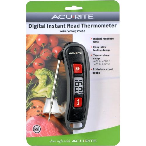  AcuRite, Multicolor 00665E Digital Instant Read Thermometer with Folding Probe, 5 L, 3.3: Kitchen & Dining