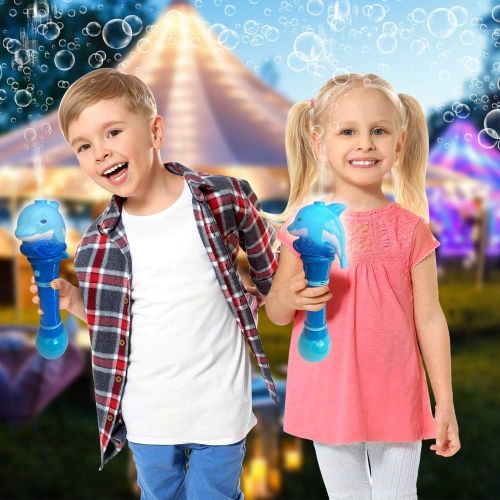  ArtCreativity Light Up Dolphin Bubble Blower Wand 12 Inch Illuminating Bubble Blower with Thrilling LED Effects for Kids, Batteries and Bubble Fluid Included, Great Gift Idea, Pa