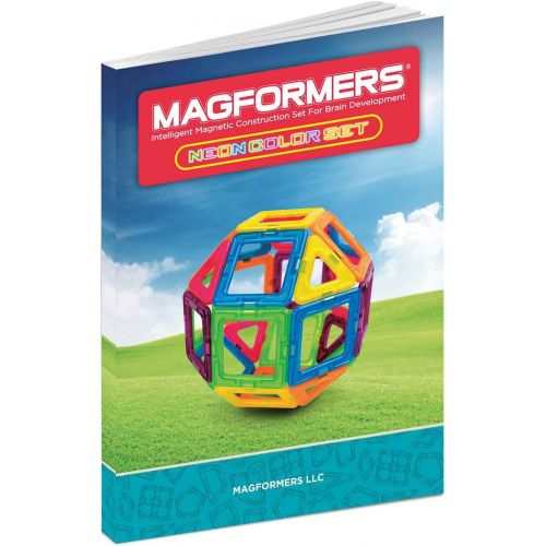  Magformers Neon 30 Pieces Rainbow neon Colors, Educational Magnetic Geometric Shapes Tiles Building STEM Toy Set Ages 3+