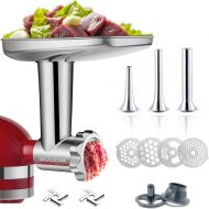 GVODE Stainless Steel Food Grinder Attachment for KitchenAid Stand MixerDurable Meat Grinder, Including 3 Sausage Stuffer Dishwasher Safe Attachment Suitable