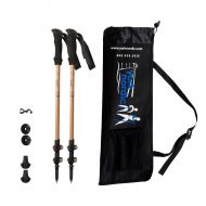 York Nordic Walking Poles - Bamboo & Carbon Fiber Poles - 2 Pack - 6.8 oz Ultralight & Collapsible Trekking Poles - Flip-Lock, Comfort Grips, Tungsten Tips