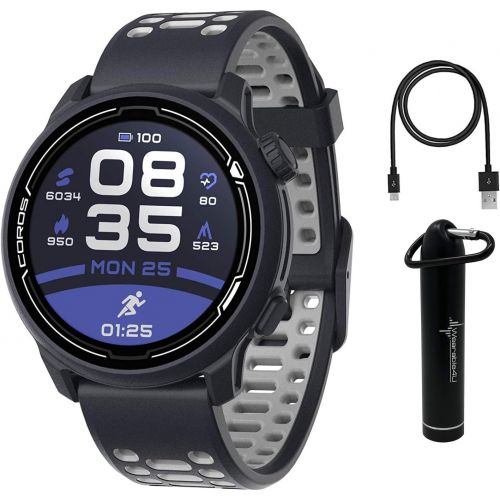 Coros PACE 2 Premium GPS Sport Watch with Silicone Band, Heart Rate Monitor, 30h Full GPS Battery, Barometer, ANT+ & BLE Connections with Wearable4U Power Bundle (Navy - Silicone S