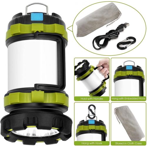  Wsky LED Camping Lantern Rechargeable, T2000 High Lumen Light Flashlight, 6 Modes, High Capacity Power Bank - Best Lantern Flashlight for Camping Outdoor Hurricane Emergency