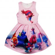 ZHBNN Trolls Little Girls Printed Princess Dress Cartoon Party Dress