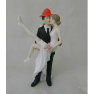Custom Design Wedding Supplies by Suzanne Wedding Party Reception Sexy Bride Fireman Firefighter Groom Cake Topper