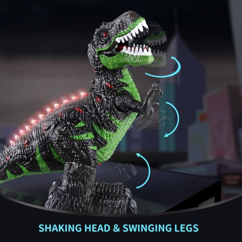  TEMI 8 Channels 2.4G Remote Control Dinosaur Toys for Kids 3-5, Boys Girls 4-7 Years, Electric RC Toys Walking T- Rex with Lights and Sounds Powered by Rechargeable Battery, 360° R