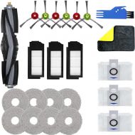 Yivy 23 Piece Attachments for Ecovacs Deebot X1 Omni, X1e Omni Vacuum Cleaner Accessory Set, 1 Replacement Roller Brush, 6 Side Brushes, 3 Vacuum Cleaner Filters, 3 Vacuum Cleaner Bags, 8 Mop Pads, 1