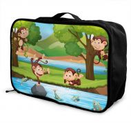 HFXFM Lovely Cute Monkeys Travel Pouch Carry-on Duffel Bag Waterproof Portable Luggage Bag Attach to Suitcase