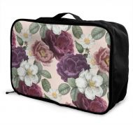 HFXFM Peony Floral Pattern Travel Pouch Carry-on Duffel Bag Waterproof Portable Luggage Bag Attach to Suitcase