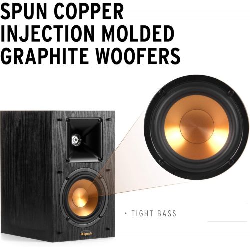 클립쉬 Klipsch Synergy Black Label B-100 Bookshelf Speaker Pair with Proprietary Horn Technology, a 4” High-Output Woofer and a Dynamic .75” Tweeter for Surrounds or Front Speakers in Bla