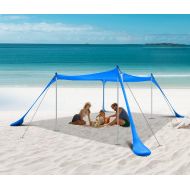 Nice C Beach Tent Canopy, Sun Shelter, Pop Up Sunshade Portable 6.6Ft/10Ft UPF 50+ with Carry Bag, Sand Shovel, Aluminum Poles Umbrella Outdoor, Pool, Garden (6.6x6.6 FT, 4 Pole, B