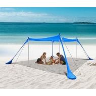 Nice C Beach Tent Canopy, Sun Shelter, Pop Up Sunshade Portable 6.6Ft/10Ft UPF 50+ with Carry Bag, Sand Shovel, Aluminum Poles Umbrella Outdoor, Pool, Garden (6.6x6.6 FT, 4 Pole, B