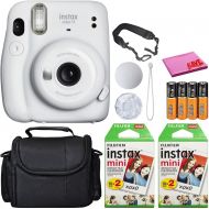 Fujifilm Instax Mini 11 Instant Camera (Ice White) (16654798) Essential Bundle -Includes- (40) Instax Mini Instant Films + Carrying Case + Batteries + Neck Strap