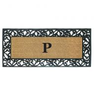 Nedia Home Acanthus Border with Rubber/Coir Doormat, 24 by 57-Inch, Monogrammed P