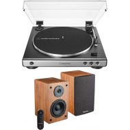 Audio-Technica AT-LP60X-GM Turntable (Gunmetal) Bundle with Knox LP1 Powered Bookshelf Speaker Pair (2 Items)