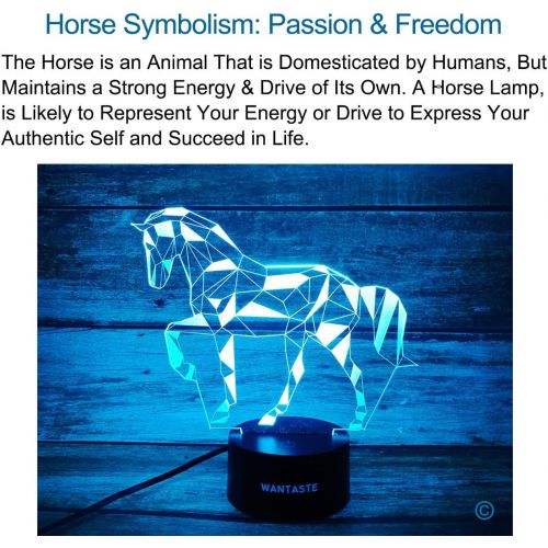  [아마존베스트]WANTASTE 3D Horse Lamp, Optical Illusion Night Light for Room Decor & Nursery, Cool Birthday Gifts & 7 Color Changing Toys for Kids, Girls, Boys & Horse Lovers