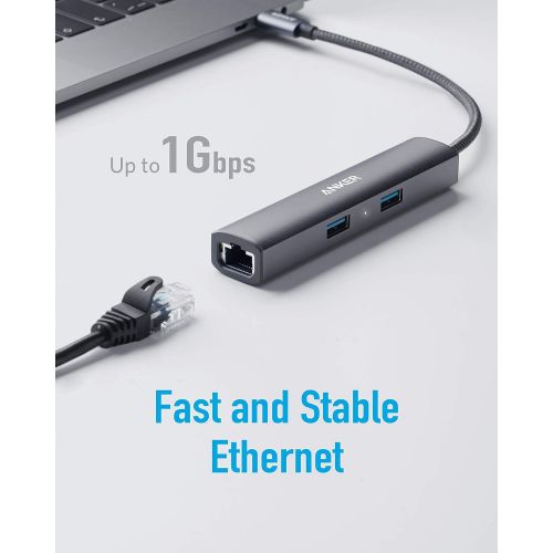 앤커 Anker USB C Hub [Upgraded], 5-in-1 USB C Adapter with 4K USB C to HDMI, Ethernet Port, 3 USB 3.0 Ports, for MacBook Pro, iPad Pro, XPS, Pixelbook, and More