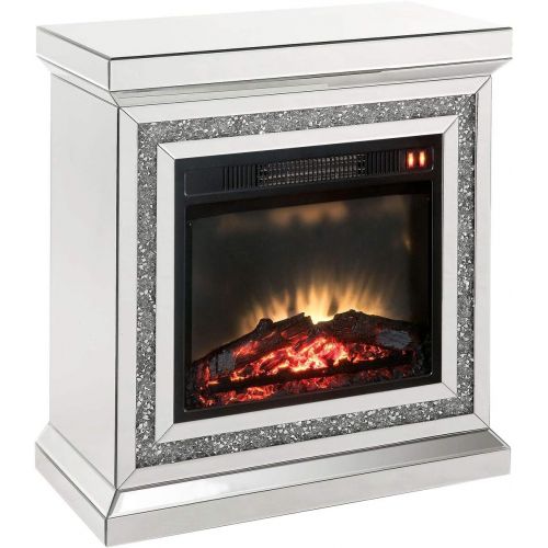  Acme Furniture Noralie Fireplace, Mirrored and Faux Diamonds