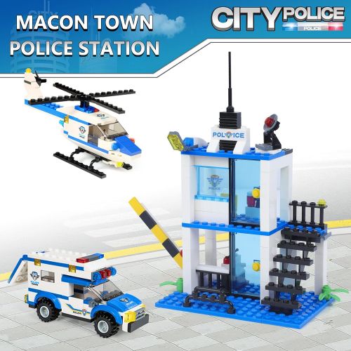  WishaLife City Police Station Building Kit with Cop Cars, Helicopter, Prison Van, Fun Police Toy for Kids, Best Roleplay Construction STEM Toy Gift for Boys and Girls Age 6-12 (808 Pieces)
