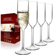 [아마존베스트]MICHLEY Unbreakable Champagne Flutes Glasses, 100% Tritan Plastic Wine Glasses, BPA-free, Dishwasher-safe 6 oz, Set of 2